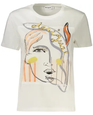 Produktbild von Desigual Damen-T-Shirt Mit Kurzen Ärmeln, Weiss