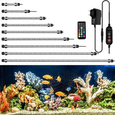 Immagine prodotto di Jopassy 18,5 cm LED acquario lampada serbatoio luci illuminazione subacquea dimmerabile 3 modalità di luce con timer, con telecomandi, IP67