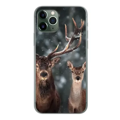 Produktbild von MuchoWow® Handyhülle Schutzhülle Hülle für iPhone 11 Pro Hirsche - Tiere - Winter - Geweih - Schnee - Natur Silikon Softcase Handy Hülle - Handy
