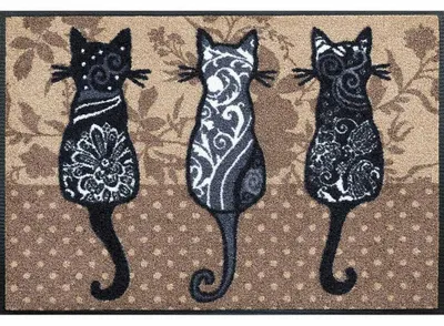 Image de wash+dry paillasson bande de chats 50 x 75 cm paillasson lavable
