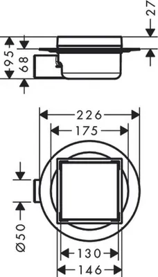 Zdjęcie produktu dla Hansgrohe RainDrain odpływ punktowy 151 x 150 mm ruszt do zabudowy płytkami BST, 56112800