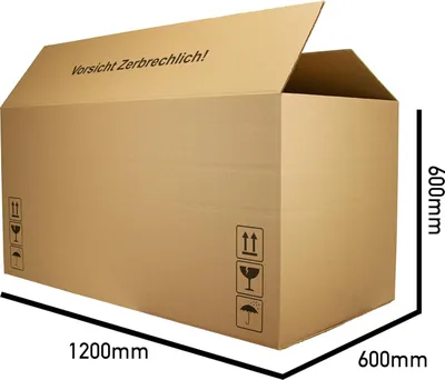 Produktbild von DHL Karton 1200 x 600 x 600 mm Faltkarton 120 x 60 x 60 cm Verpackung mit Höhenriller, doppelwellig Kartonage