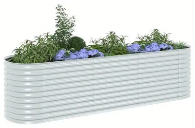 Productafbeelding van Verhoogd Plantenbed 320x80x81 cm – Verzinkt Staal – Zilver