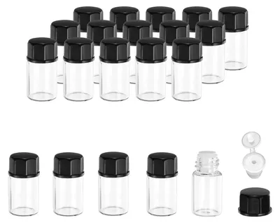 20er-Pack 2-ml-Glasflaschen mit Schraubdeckel, schwarz