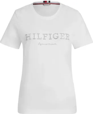 Immagine prodotto di Tommy Hilfiger Eqestrian Donna Belmont Strass T-Shirt bianco ottico, taglia:L