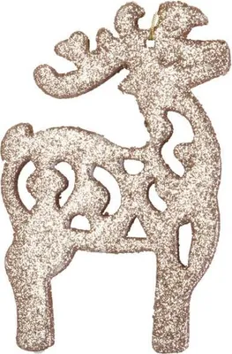 Zdjęcie produktu dla Komplet 3 Złotych, Brokatowych Zawieszek w Kształcie Reniferów, 12 cm