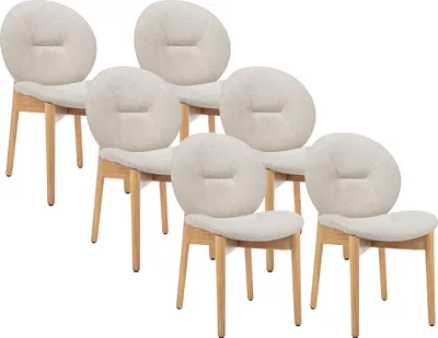 Produktbild von Satz von 6 Stühlen aus Stoff und Gummiholz - Beige - ISADIO