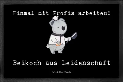 Produktbild von Mr. & Mrs. Panda fußmatte Beikoch Leidenschaft 40 x 60 cm - Schwarz - Geschenk, Bodenvorleger, Gastronomie, bodenmatte, Restaurant, Spruch, Schmutzmatte, Schuhabstreifer