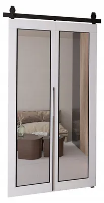 Produktbild von KierMoebel Schiebetür Komplettset QUDIO M7 Weiß 96x205x3,2 cm Wohnzimmer Schiebetür