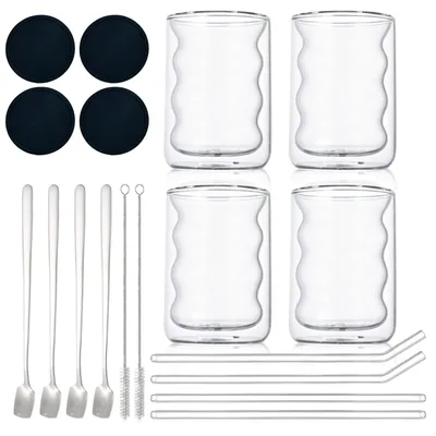 Immagine prodotto di Bicchieri in vetro a doppia parete per Latte Macchiato - Set da 4 - 350 ml