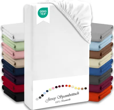 Produktbild von Jersey-Spannbettlaken für Kinder 70x140 cm hautfreundlich atmungsaktiv weiß