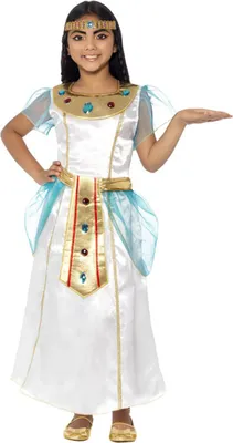 Image de Costume de Cléopâtre pour enfants blanc-doré 7-9 ans (130/143 cm)