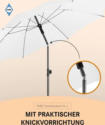Produktbild von FARE Sonnenschirm L Höhenverstellbar Knickvorrichtung Lichtschutzfaktor UPF 50+ ⌀200cm, Farbe:Weiß