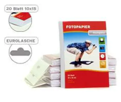 Produktbild von Inkjet Fotopapier 10x15 cm hochglanz, 180g, 20 Blatt
