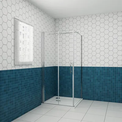 Produktbild von 90x70cm 195cm 6mm Duschkabine Duschtür Eckeinstieg Falttür Scharniertür