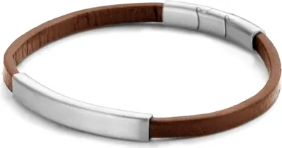 Produktbild von Frank 1967 7FB-0339 Lederarmband mit Metallelement – Herren – Leder – Cognac – 21 cm – Silberfarben