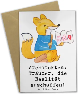 Produktbild von Mr. & Mrs. Panda babykarte Architekt Träumer - Weiß - Geschenk, weihnachtskarten, Beruf, technisch, Präzision, kommunionskarte, Berufsgestaltung, Gebäudegestalter