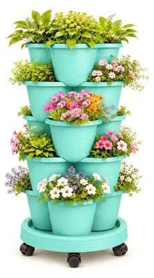 Productafbeelding van Plantenbak - Stapelbare plantentoren - 5 lagen - Blauw