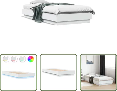 Produktbild von The Living Store Bettgestell mit LED-Leuchten Weiß 100x200 cm