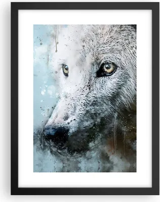 Produktbild von Gerahmtes Poster - Schwarzer Rahmen - Weiß Der Wolf Bild - 30x40 cm - Wand Bild - Wanddeko - Wandbilder - Kunstposter - Wandposter - Bilderrahmen - Bilder - Kunstdruck - P2BPA30x40-4623
