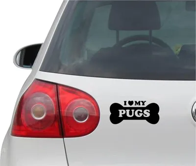 Produktbild von Aufkleber / Autoaufkleber - JDM - Die cut - I Love My Pugs Decal Auto Laptop Fenster - Folie Sticker - schwarz- 149mm x71mm