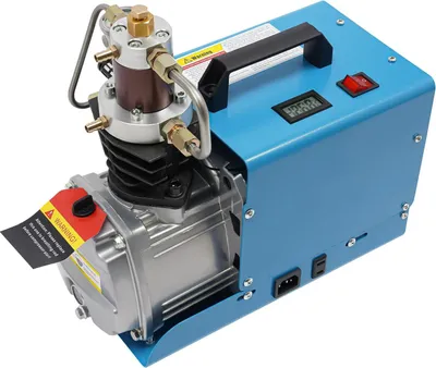 Produktbild von Tragbarer Luftkompressor - Elektrische Hochdruckpumpe - 300 bar - 220 V - 1,8 kW - 100 l/min - 2-stufige Verdichtung - Öl-Wasser-Abscheider & Manometer
