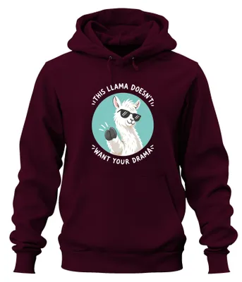 Produktbild von This Llama Doesn't Want Your Drama Alpaca Lustig Alpaka Hoodie Kapuzenpullover, Burgundy, M