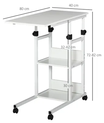 Zdjęcie produktu dla Stolik pomocniczy - Stolik nocny - Stolik serwowy - Mobilny stolik - Regulowana wysokość 72-82 cm