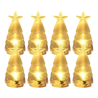 Produktbild von 8 LED-Weihnachtsbaumlichter, Weihnachtsbaum mit Sternen an der Spitze, Tischdekoration, perfekt für eine festliche Weihnachtsatmosphäre