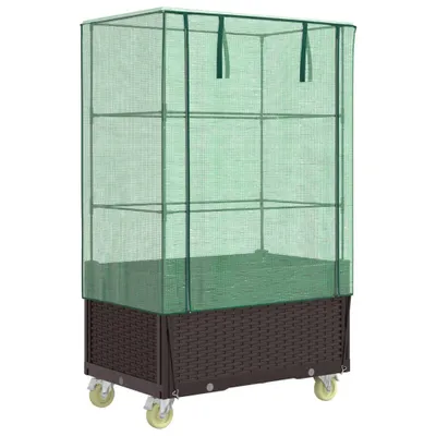 Produktbild von vidaXL Hochbeet mit Aufsatz und Rollen Rattan-Optik 80x50x182 cm