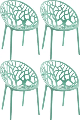 Produktbild von CLP 4er Set Gartenstuhl Hope, Modernes Design, Wetterfest, Stapelbar, Mit Armlehnen hellgrün