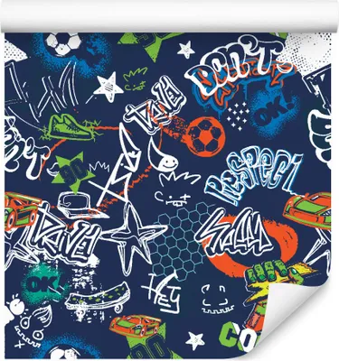 Produktbild von 10m VLIES TAPETE Rolle Kinderzimmer Junge Fußball Fahrzeuge Sport XXL