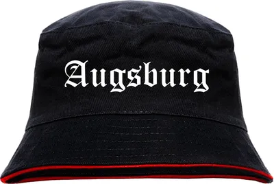 Produktbild von Augsburg Anglerhut - Altdeutsche Schrift - Schwarz-Roter Fischerhut S/M SchwarzRot