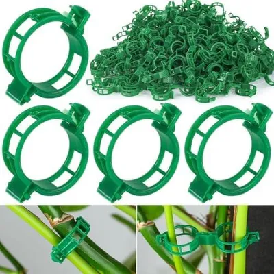 Produktbild von 100 Stück Pflanzenstützklammern, Gartenpflanzenstütze, Pflanzenklammern für Kletterpflanzen, Rankenklammern, Blumenstielklammern zum Befestigen von Tomaten, Gemüse, Gurken grün