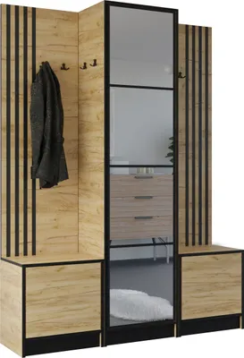 Produktbild von KIER FURNITURE Kleiderschrank EDEN, Schlafzimmer Schrank, Garderobeschrank, Flurschrank Craft Eiche 159,6x205x39 cm