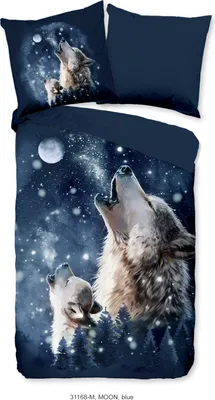 Zdjęcie produktu dla Pure Bettbezug "wilk w świetle księżyca" - Blau - (135x200 cm) - Mikrofaser