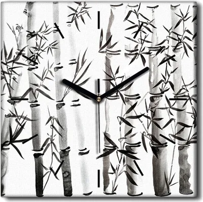 Produktbild von Coloray Uhr auf Leinwand 30x30 cm Wand Uhr Dekoration Wohnzimmer Segeltuch schwarze Hände -Kunst der Kunst Bambus
