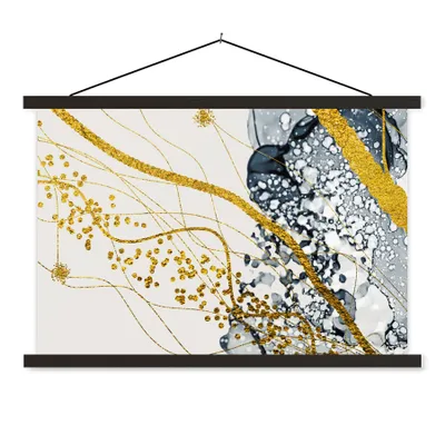 Produktbild von MuchoWow® Textilposter Abstrakt - Gold - Natur - Kunst 120x80 cm mit schwarzem Rahmen - Wanddeko