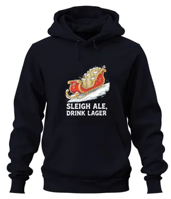 Produktbild von Sleigh Ale Drink Lager Weihnachten Bier Geschenk Santa Hoodie Kapuzenpullover, Navy, 3XL