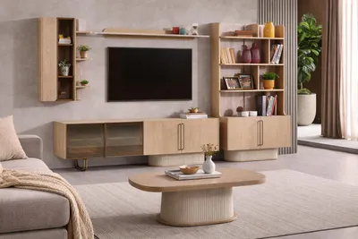 Produktbild von Modernes Wandregal aus Holz im eleganten minimalistischen Stil