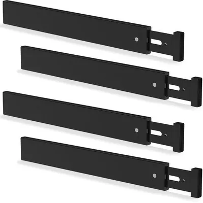 Immagine prodotto di Set di divisori per cassetti in bambù, 4 pezzi, regolabili, 44-55 x 1,5 x 5,7 cm, nero, supporti per cassetti da cucina, organizzazione della cucina