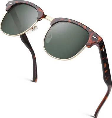 Produktbild von GQUEEN Halbrahmen Polarisierte Sonnenbrille Horn Gestell Herren Damen