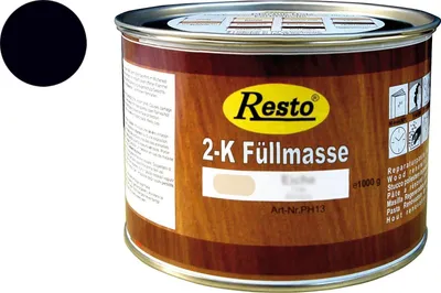 Produktbild von Resto 2K Füllmasse 500g schwarz, 2K Spachtel, Holzkitt, Holzspachtel auf Polyesterbasis, schnell trocknend, beizbar, überstreichbar