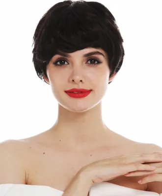 Produktbild von WIG ME UP Perücke Monofilament kurz Bubikopf Schwarz Braun Gesträhnt DW3034-MT-1BRH30