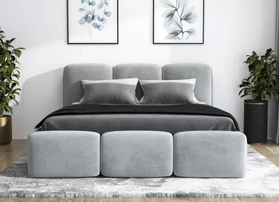 Produktbild von Polsterbett STAR 120 x 200 mit Matratze und Bettkasten. Farbe: Grau