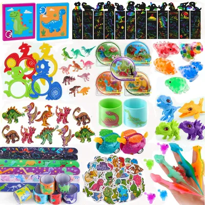 Imagen del producto de Relleno para piñata con motivos de dinosaurios, de colores, ideal para fiestas de cumpleaños infantiles