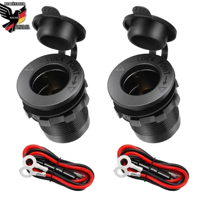 Produktbild von 2 Stück Wasserdichte Marine‑Grade Zigarettenanzünder buchse DC 12‑24V, mit 0,6 m Anschlusskabel, Stromsteckdose für Auto, Motorrad, Boot und Traktor