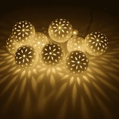 Produktbild von LED Lichterkette Kugeln 10 LED Orient Lichter Weihnachten Beleuchtung weiß