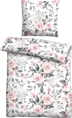 A floral patterned duvet cover and pillowcase set.