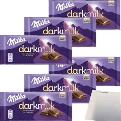 Produktbild von Milka Dark Milk Dunkle Alpenmilch Schokolade 6er Pack (6x85g Tafel) + usy Block